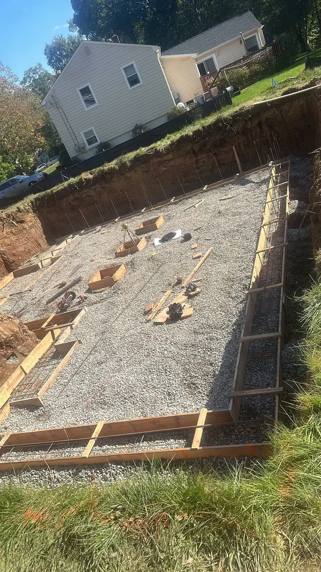 Foundation site preparation before structural concrete work