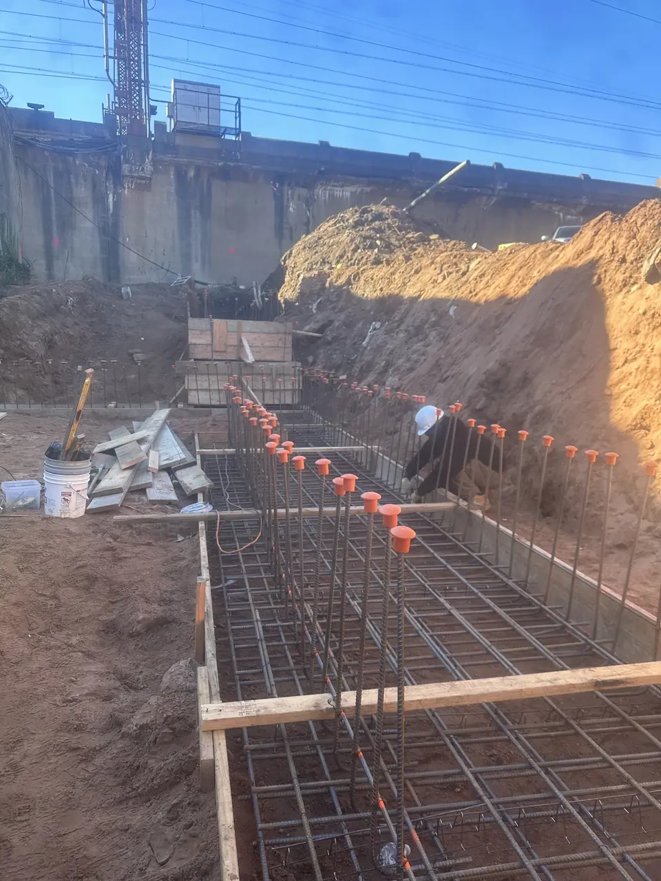 Steel reinforcement grid prepared for concrete
